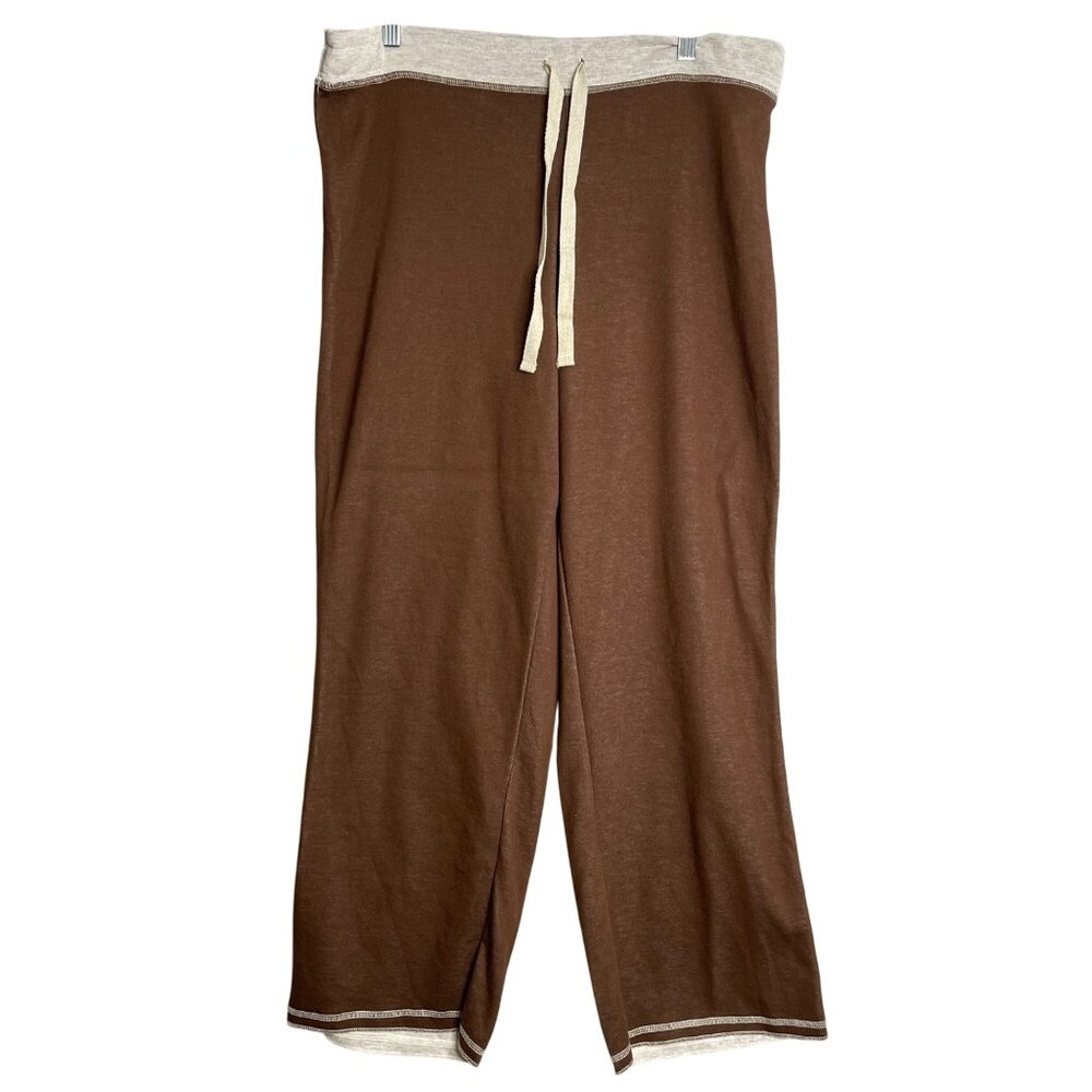 New Lane Bryant Cacique Sleep Pants Brown Womens 14 16 Crop Pull On Lounge